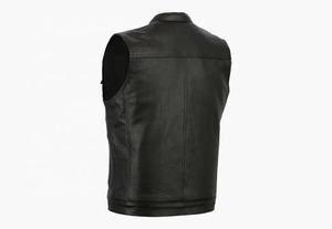 Gilet de moto en cuir véritable pour homme, design à revers avec fermeture éclair diagonale, sans manches, en cuir de vachette, service ODM et OEM - Product Image 2