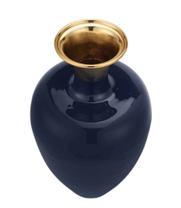 Jarrón de Metal Azul Esmaltado Pintado a Mano - Product Image 4