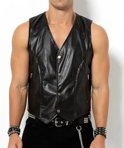 Gilet streetwear pour hommes, vente chaude, vente en gros personnalisée, gilet en cuir élégant pour hommes, mode hip-hop, veste en cuir de vache, coupe ajustée - Product Image 2