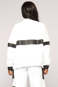 Conjunto de Chaqueta Cortavientos para Mujer, Impermeable, con Cierre, a Rayas, Cortavientos, Transpirable, de Dos Piezas, Largo Completo, Estilo Cargo - Product Image 5