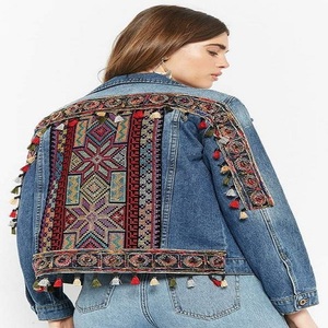Women's Embroidered Short Denim <b>Jacket</b> Coat Vintage Style Bomber <b>Jacket</b> Winter Fashion Tribal Boho <b>Jacket</b> Bomber - Product Image 2