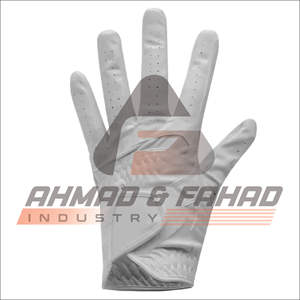 Ahmad & Fahad Ind White Color Golf Glove <b>S</b>,M,L,XL All sizes are available <b>Black</b> Piping Made In Pakistan - Product Image 5