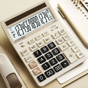 Calculadora de Escritorio Profesional Premium de 14 Dígitos, Alimentación Solar, Resistente, Doble Fuente de Alimentación, Función de Repetición Automática - Product Image 1