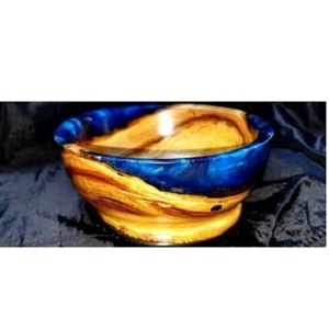 Tazón para servir de madera y resina pulidas respetuosas con el medio ambiente personalizadas al por mayor para comida, sopa, ensalada o fiesta - Product Image 1