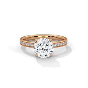 1ct Lab Diamond Engagement <b>Ring</b> Round Cut Solitaire with Side Stones 14K 18K 10K Gold & 925 Silver <b>Dainty</b> Sparkle <b>Ring</b> - Product Image 2
