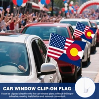 Drapeau de fenêtre de voiture USA Colorado 12x18 pouces avec poteau en plastique à clip sécurisé, idéal pour défilés patriotiques, événements, vente en gros, en polyester