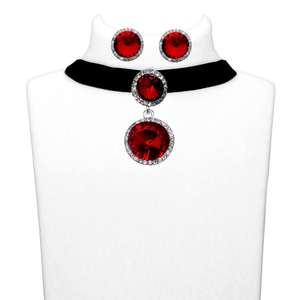 Conjuntos de joyería fina Jeweljunk-Gargantilla plateada con piedra granate 1108705B - Product Image 1