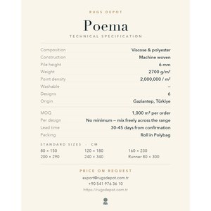 พรมวิสโคสและโพลีเอสเตอร์ขายส่ง รุ่น POEMA PO003 สีน้ำตาล ผลิตด้วยเครื่องจักร พรมตุรกี สำหรับห้องนั่งเล่น โครงการโรงแรม - Product Image 4