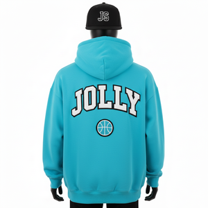 Sweat à capuche en polaire 330GSM Turquoise Tissu doux et chaud Logo personnalisé Broderie Patch en chenille Style streetwear Basiques Sweat à capuche - Product Image 4