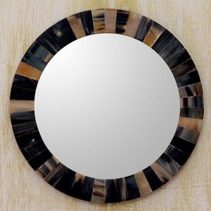 Espejo de pared de mosaico de cuerno hecho a mano de diseño moderno de lujo elegante espejo decorativo con incrustaciones de cuerno Natural para Bodas de oficina en casa - Product Image 5