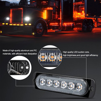 Feux stroboscopiques à LED super lumineux, étanches, 12V - 24V, d'urgence, 6 LED, pour véhicules, camions, voitures, fourgonnettes, remorques
