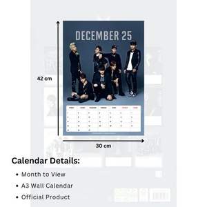 Calendario BTS 2025 DIN A3, Planificador Perpetuo de Impresión para Mesa y Pared, para Exhibición y Uso - Product Image 3