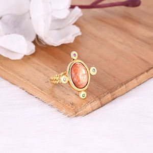 Bague Classique Tendance pour Femme en Argent Sterling 925 Plaqué Or, Forme Ovale, Pierre de Soleil, pour Mariage, Anniversaire, Célébration - Product Image 2