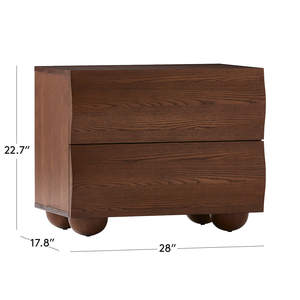 Modern Acacia Walnut Nightstand with Minimalistic Smart <b>Storage</b> Decorative Night Table for Bedroom Living Room or Hospital - Product Image 2