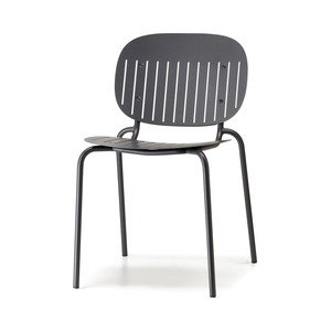 Stackable Outdoor <b>Dining</b> <b>Chair</b> Galvanized Painted Steel Frame Slatted Seat and Back for Restaurant Cafe Hotel Terrace - Product Image 1