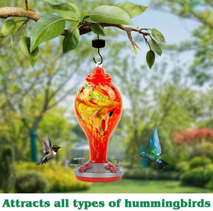 Mangiatoia per colibrì in vetro blu soffiato a mano moderna da 33oz con gancio per fossato di formica per uccelli da esterno decorazione da giardino Pioneera BF04 - Product Image 6