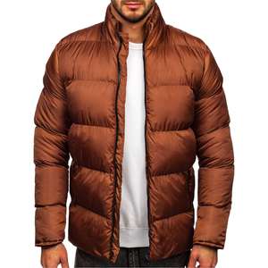 Chaqueta Acolchada Casual de Manga Larga para Hombre, Estilo Urbano, Color Sólido, Cuello Alto, Bolsillos con Cremallera, Alta Calidad, Precios al por Mayor - Product Image 1