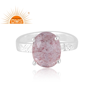 Latest Selling 925 Sterling Silver Natural Strawberry <b>Quartz</b> Gemstone <b>Ring</b> Custom Jewelry For Women Gift For Her - Product Image 3