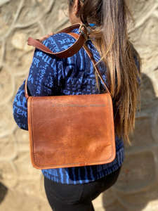Unisex Handmade Goat Leather Sling Bag Casual <b>Small</b> Shoulder <b>Handbag</b> <b>for</b> Daily Use - Product Image 2