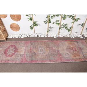 Alfombra de lana turca rosa y naranja de 3x11,3 pies, diseño clásico de retazos rectangulares de área grande para habitaciones de adolescentes con respaldo de látex - Product Image 2