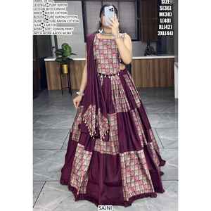 Lanzamiento de un nuevo diseñador de ropa de fiesta Lehenga Choli semicosido con tela Dupatta Set Pure Rayon Cotton - Product Image 1