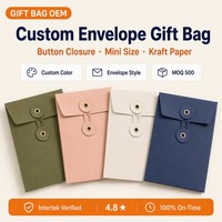 Mini pochette rétro en papier kraft avec fermeture à bouton pour cartes parfumées et cartes de visite