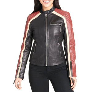 Blouson en cuir pour femme, design classique 2025, haute qualité, imprimé, fini, respirant, écologique, séchage rapide, hiver, en vente - Product Image 1