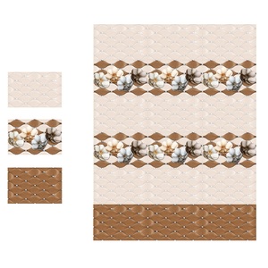Motif de fleur de couleur rose clair avec carreaux muraux en céramique émaillée noire brillante 300x450mm - Product Image 5