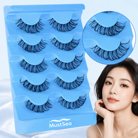 Faux cils 3D courbés en D, bande invisible, effet œil de chat, cils naturels et vaporeux, faux cils en vison synthétique, lot de 5 paires