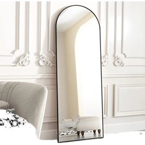 Espejo de Pie Arqueado Negro Moderno de 50x160cm, Decoración para el Hogar en MDF para Sala de Estar y Dormitorio, Espejo Decorativo SmartSpace - Product Image 3