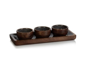 Serveur de collations en bois de conception tendance avec plateau Serveur de noix de taille personnalisée de la meilleure qualité du meilleur exportateur en Inde - Product Image 5