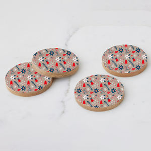 Wholesale 2024 Classic Custom Enamel Printed 10 cm <b>Placemat</b> Pad Free <b>Wood</b> Tea Coasters for Weddings & Parties - Product Image 6