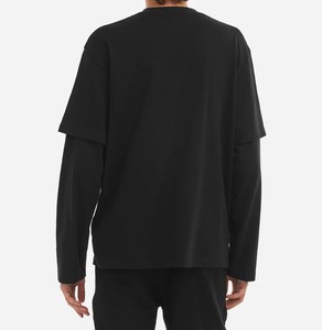 Camiseta de manga larga de estilo sólido transpirable de secado rápido de algodón 100% para hombre, nueva Camiseta de punto de doble capa de peso pesado personalizada - Product Image 4