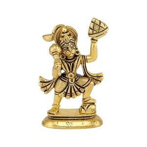 Estatuilla de latón puro Hanuman Ji Murti para la impresión de huecograbado Puja en el hogar - Product Image 1