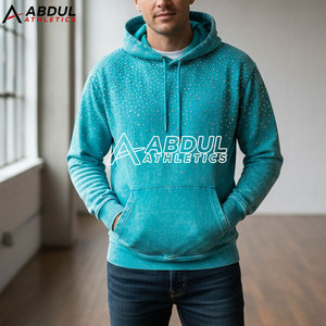 Sweat-shirts pour hommes à l'aspect vintage, lavage à l'acide, avec strass, style streetwear, sweat-shirts à paillettes - Product Image 3