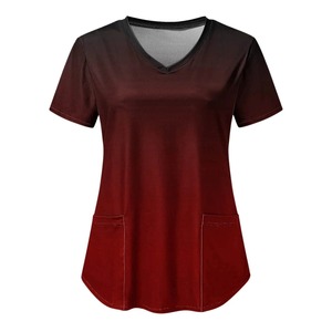 Ensemble d'uniforme d'infirmière en tissu tissé élasthanne pour femme, avec haut à manches courtes et col en V et pantalon jogger, pour usage hospitalier, détection d'aiguilles - Product Image 2