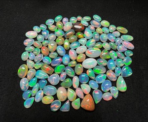 100% naturel éthiopien Welo opale Cabochon brillant noir opale pierre anneau et pendentif personnalisé pierre précieuse taille, - Product Image 2