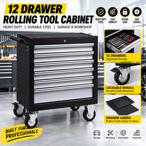 OEM Maxxtools THD-4220C1 Chariot à outils roulant en acier moderne à 12 tiroirs, robuste, pour <span class=keywords><strong>garage</strong></span>, atelier, réparation automobile - Product Image 1