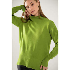 Cárdigan Verde Holgado para Mujer, Transpirable, Fino, de Punto, con Estampado y Decoración Bordada en la Abertura Trasera - Product Image 3