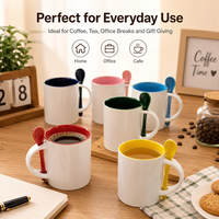 Transfert de chaleur imprimable 11oz personnalisé enduit blanc tasses en céramique tasse de sublimation avec cuillère