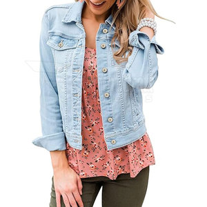 Veste en jean de haute qualité personnalisée pour la saison d'hiver des femmes respirante longue longueur avec logo techniques teintes unies traitées - Product Image 1