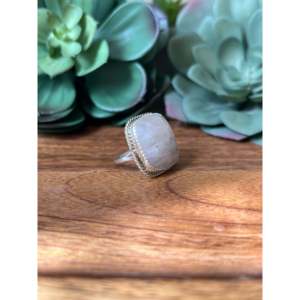 Reda Galvan Men's Couple <b>Ring</b> <b>Moon</b> Stone Sterling Silver Geometric Pattern Vermeil Platinum Setting Size 5.75 Everyday Wear - Product Image 3