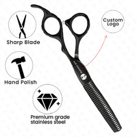 Ciseaux de coiffeur noirs amincissants lame de rasoir coiffure ciseaux amincissants de coiffeur en acier inoxydable sur mesure pour une utilisation en salon