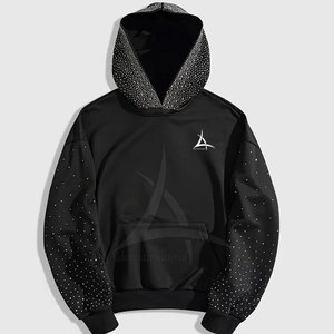 Sweat-shirts pour hommes personnalisés de couleur unie avec strass, coupe régulière, hiver, haute qualité, écologiques, respirants - Product Image 1