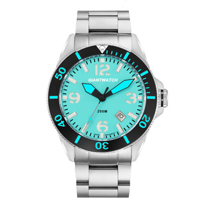 2024 Popular azul claro de acero inoxidable de silicona impermeable para hombres y mujeres relojes mecánicos automáticos Luminous <span class=keywords><strong>Diver</strong></span> 20mm - Product Image 1