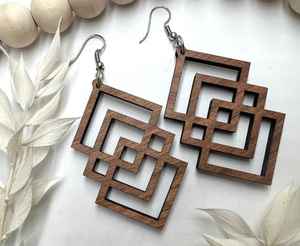 <b>Custom</b> Fashion Hollow Pendant Earrings <b>Jewelry</b> Black Wooden Earrings - Product Image 2