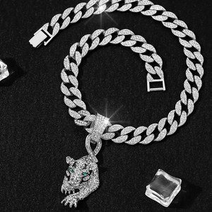 VVS Diamond Vintage Cuban <b>Chain</b> Certified IGI <b>Iced</b> <b>Out</b> Hip Hop Tiger Face Pendant Gold and Silver Jewelry Unisex - Product Image 3