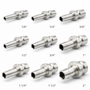 Conector Rápido de Acero Inoxidable con Espiga para Manguera de 3/8 pulgadas (JTSP-38PH), L60mm, para Agua/Aceite/Aire/Vapor/Químicos, NBR/FKM/EPDM/FFKM - Product Image 2
