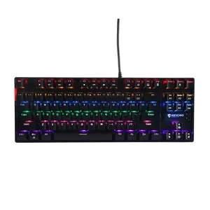 RGB TKL Mechanical Gaming Keyboard, Compact wired 87 Keys Keyboard mini with Linear Red Switches for Wind Laptop PC Gamer