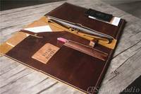 Grande Capacité A5 Cuir Véritable Bureau Document Portefeuille Business Fichier Sac Élastique Corde Boucle Étanche Stockage LAP-0062
